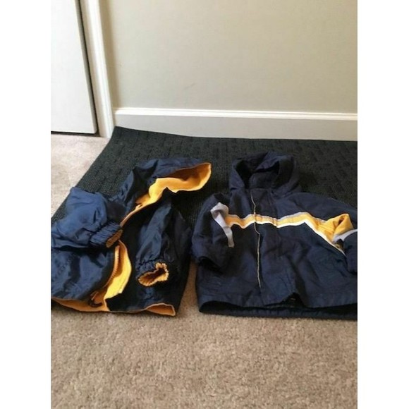 2 Pc Oshkosh B'Gosh Baby Boys Blue Gold Jacket Zip Up Size 12 Months